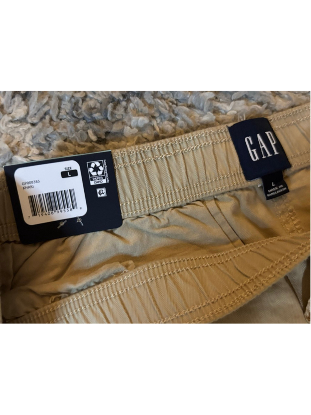 GAP Khaki Flat Front Pull On Shorts Large - Picture 2 of 3